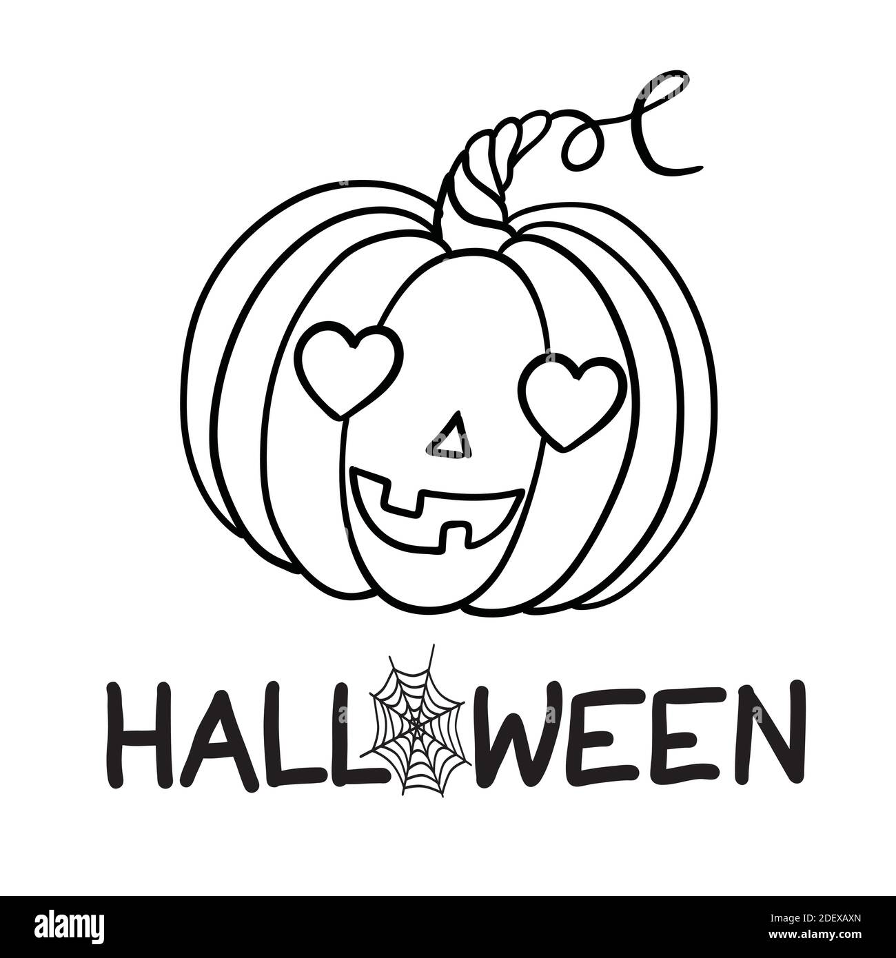 Halloween Kürbis. Vektor-Konzept in Doodle und Skizze Stil. Handgezeichnete Illustration für den Druck auf T-Shirts, Postkarten. Icon und Logo Idee. Stock Vektor