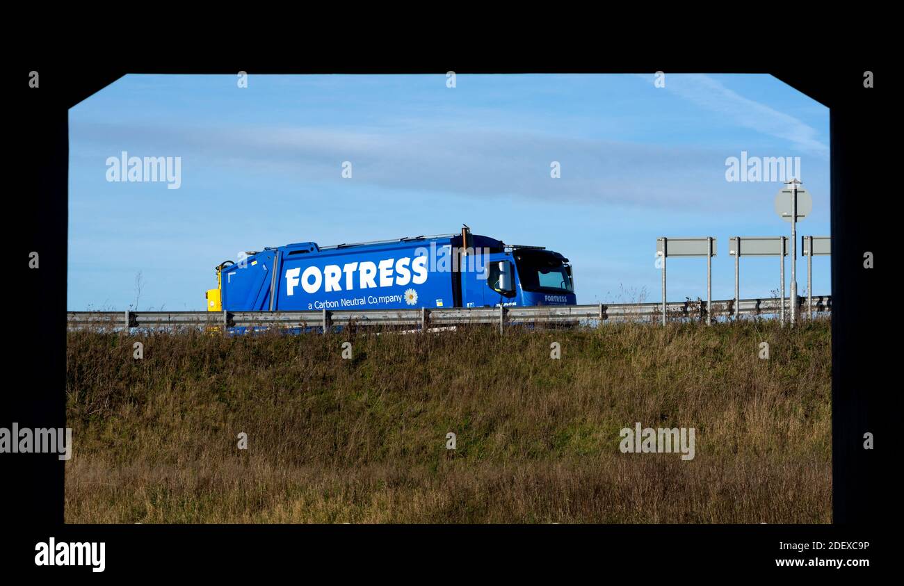 Festungswagen auf der A46 bei Longbridge Island, Warwick, Großbritannien Stockfoto