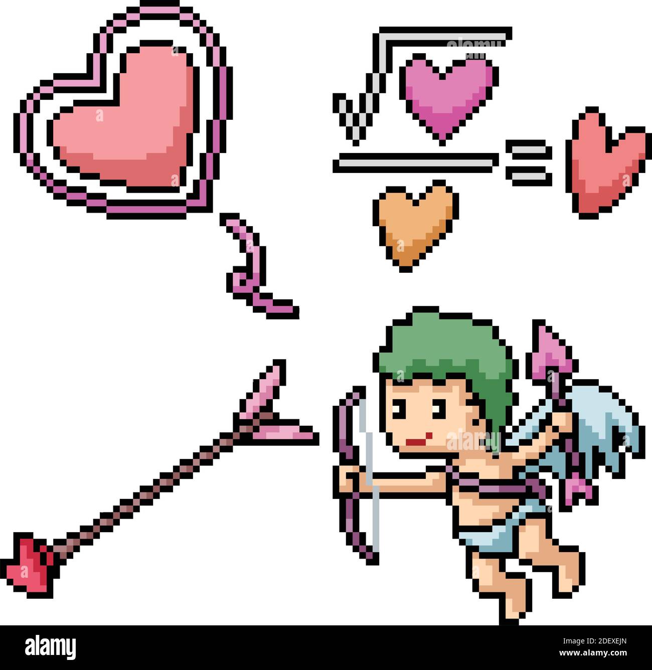 Pixel Art Set isoliert Liebe Amor Stock Vektor