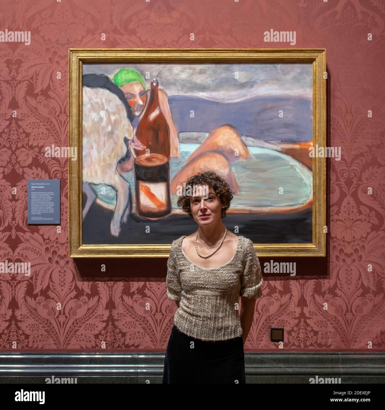 The National Gallery, London, Großbritannien. Dezember 2020. Die Nationalgalerie wird am 2. Dezember mit einer Ausstellung von Rosalind Nashashibi (im Bild), 2020 National Gallery Artist in Residence, mit einer neuen Ausstellung - Rosalind Nashashibi: An Overflow of Passion and Sentiment, wieder eröffnet. In Raum 30 werden vier neue Gemälde der spanischen Malerei des 17. Jahrhunderts präsentiert. Bild: Rosalind Nashashibi, Wintersonnenwende, 2020. Der Künstler repliziert die kreisförmige Arena im Zentrum von Philip IV Jagd Wildschwein von Diego Velazquez gefunden. Quelle: Malcolm Park/Alamy Live News. Stockfoto