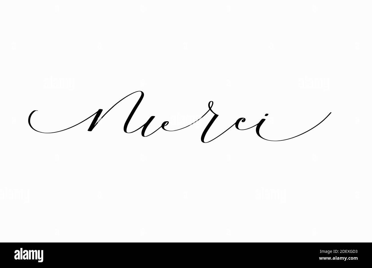 Vielen Dank in Französisch Tinte moderne Kalligraphie Design Stock