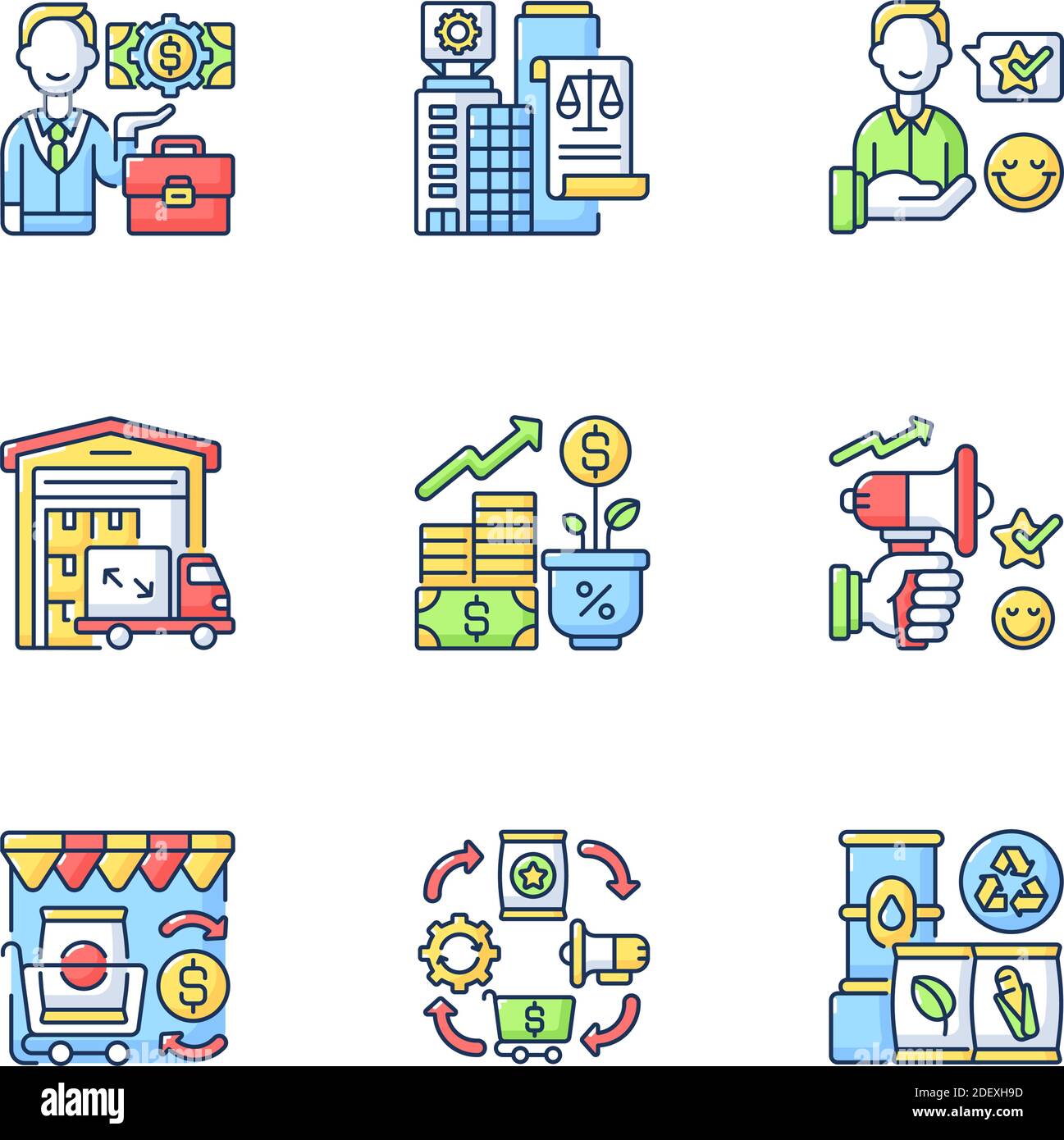 Business RGB-Farbsymbole eingestellt Stock Vektor