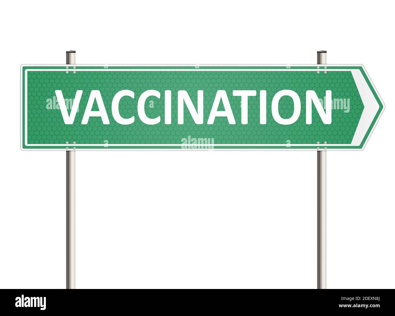 Impfkonzept. Straßenschild mit dem Wort Impfung auf weißem Hintergrund. Rasterdarstellung. Stockfoto