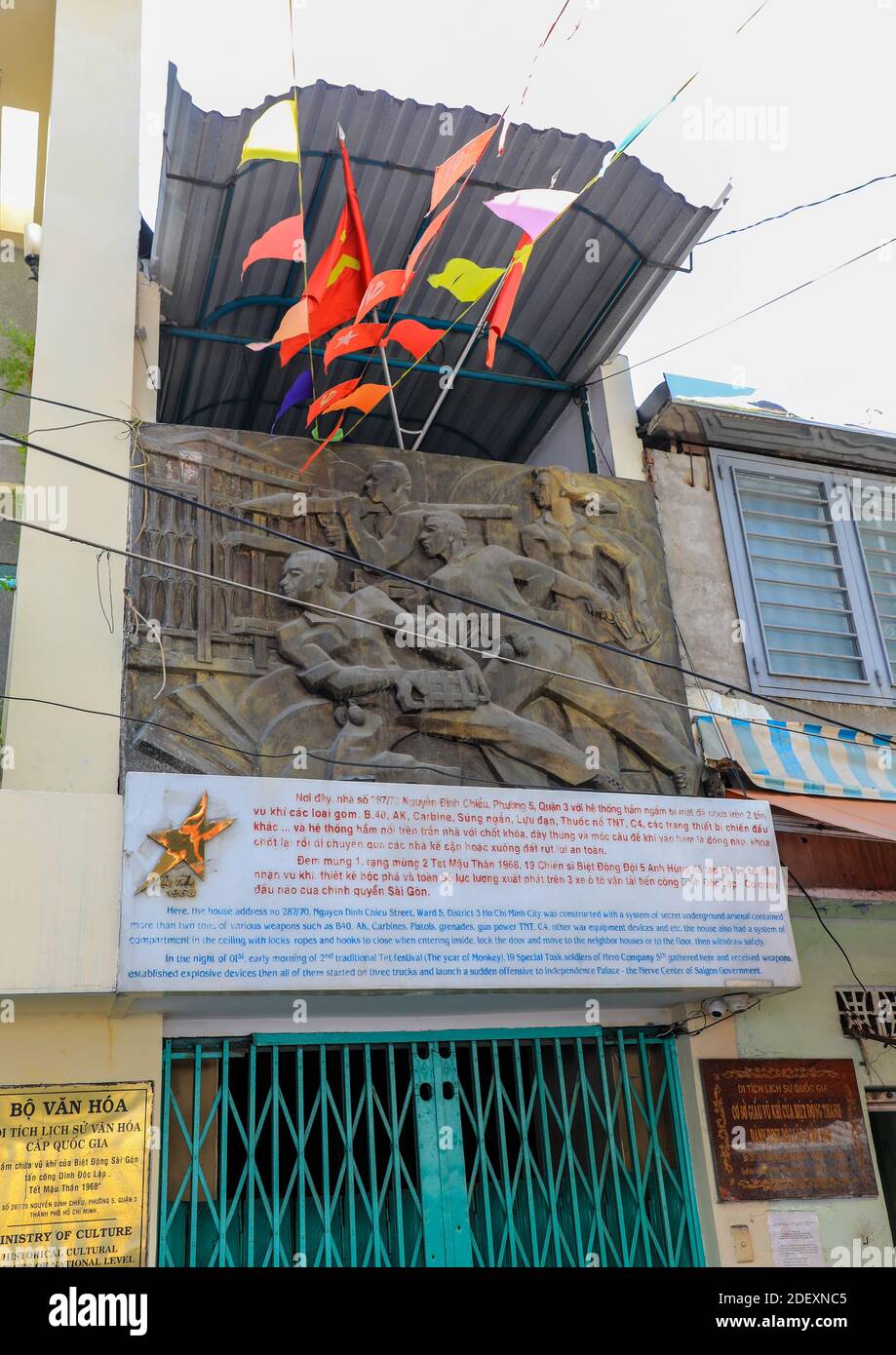 Ein Haus mit einem geheimen Waffenkeller für die Spring Mau Offensive 1968 auf 287/70 Nguyen Dinh Chieu Street, Ho Chi Minh City, Vietnam, Asien Stockfoto