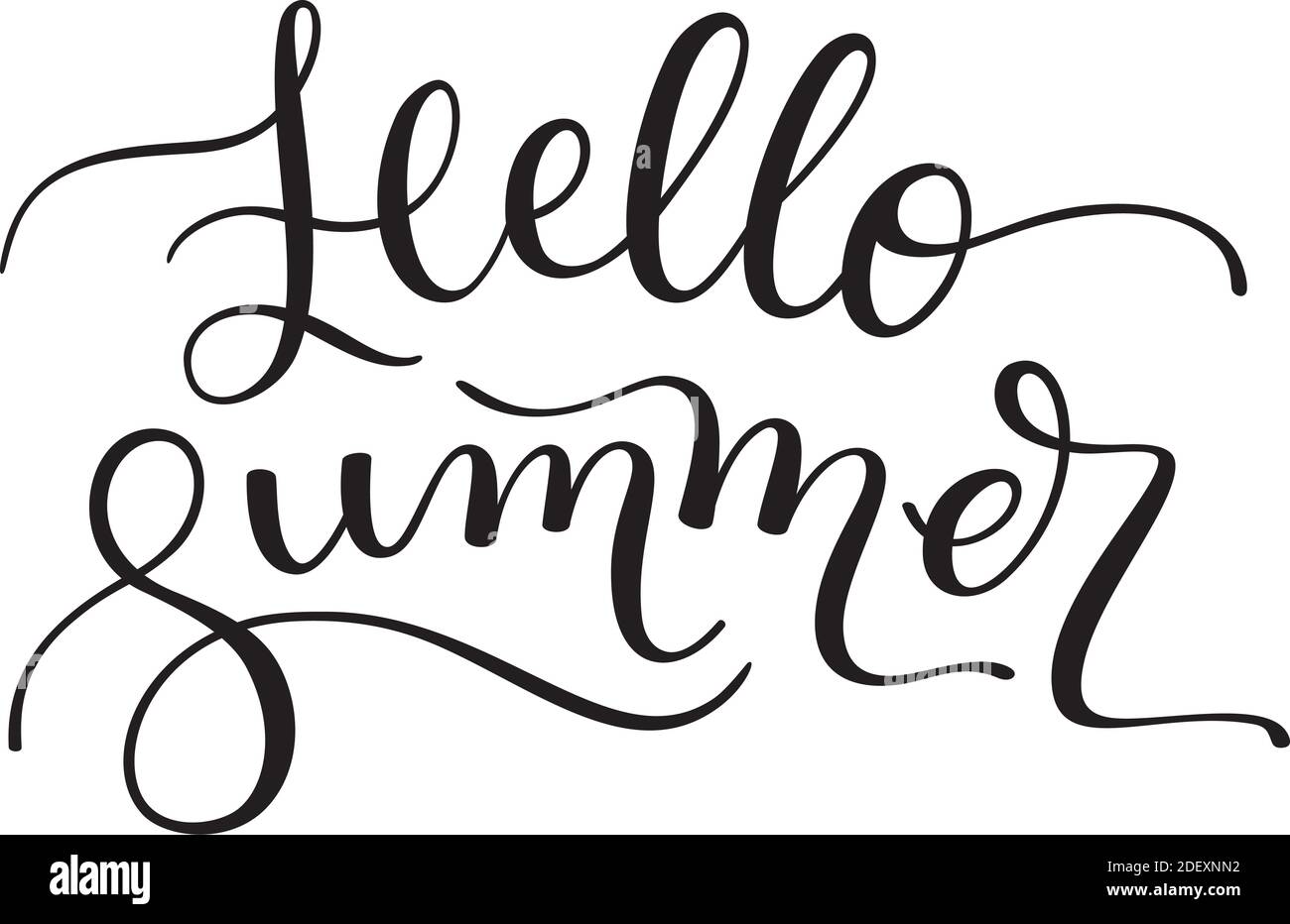 Handschriftzug Hello Summer isoliert auf weißem Hintergrund. Vorlage für Karte, Poster, Druck. Stock Vektor