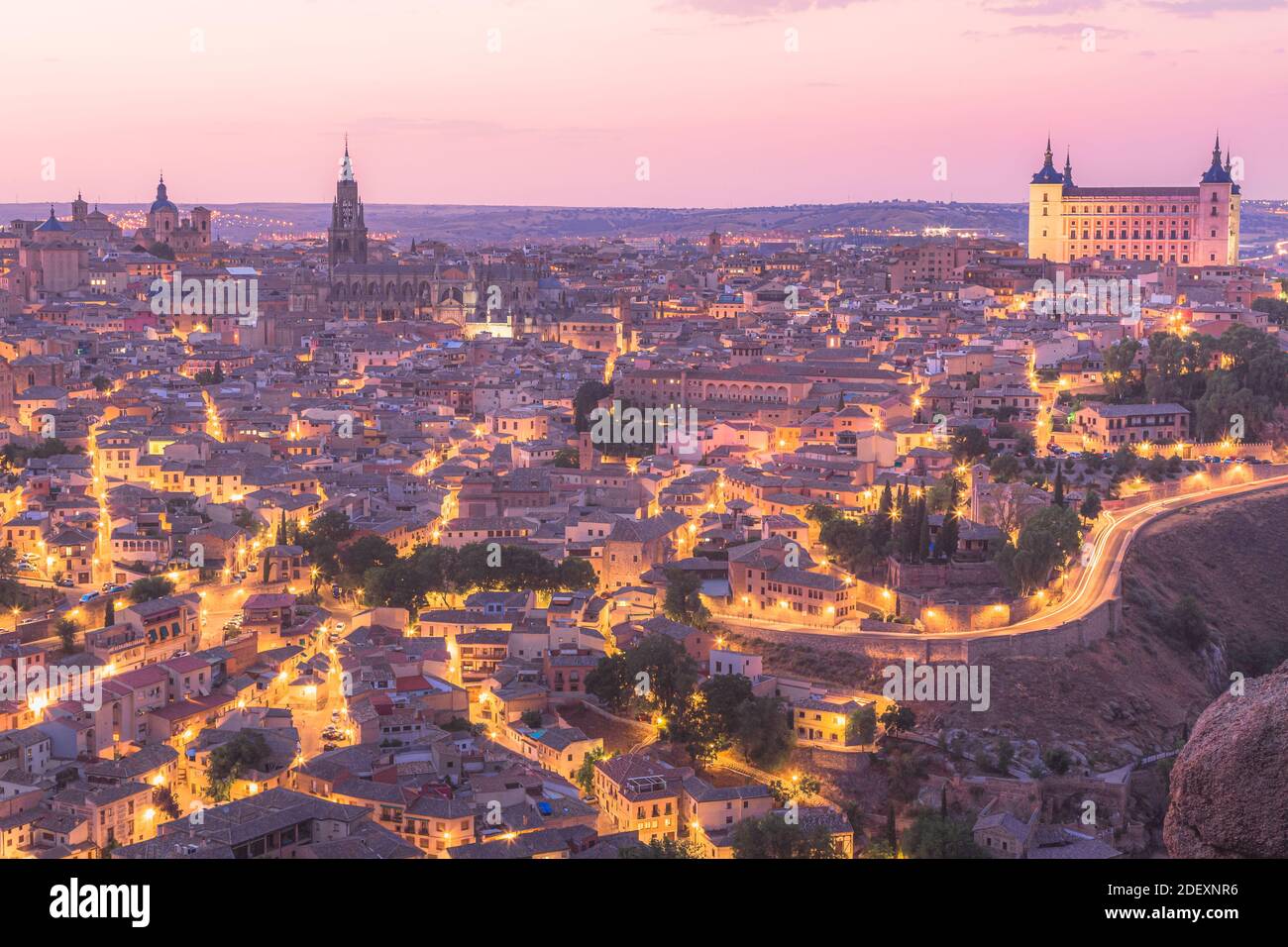Ein abendlicher Blick auf die epische und historische spanische Stadt Von Toledo Stockfoto