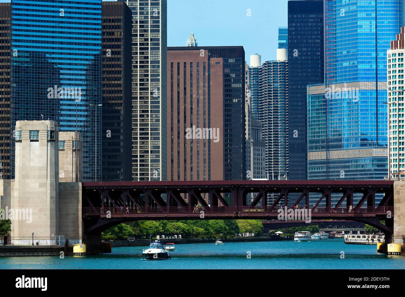 Lake Shore Drive Brücke über den Chicago River, Chicago, Illinois, USA Stockfoto