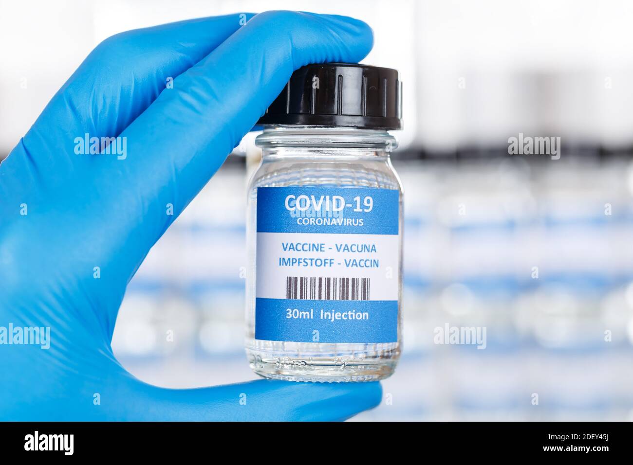 Coronavirus-Impfstoffflasche Corona Virus COVID-19 Covid-Impfstoffflaschen Stockfoto