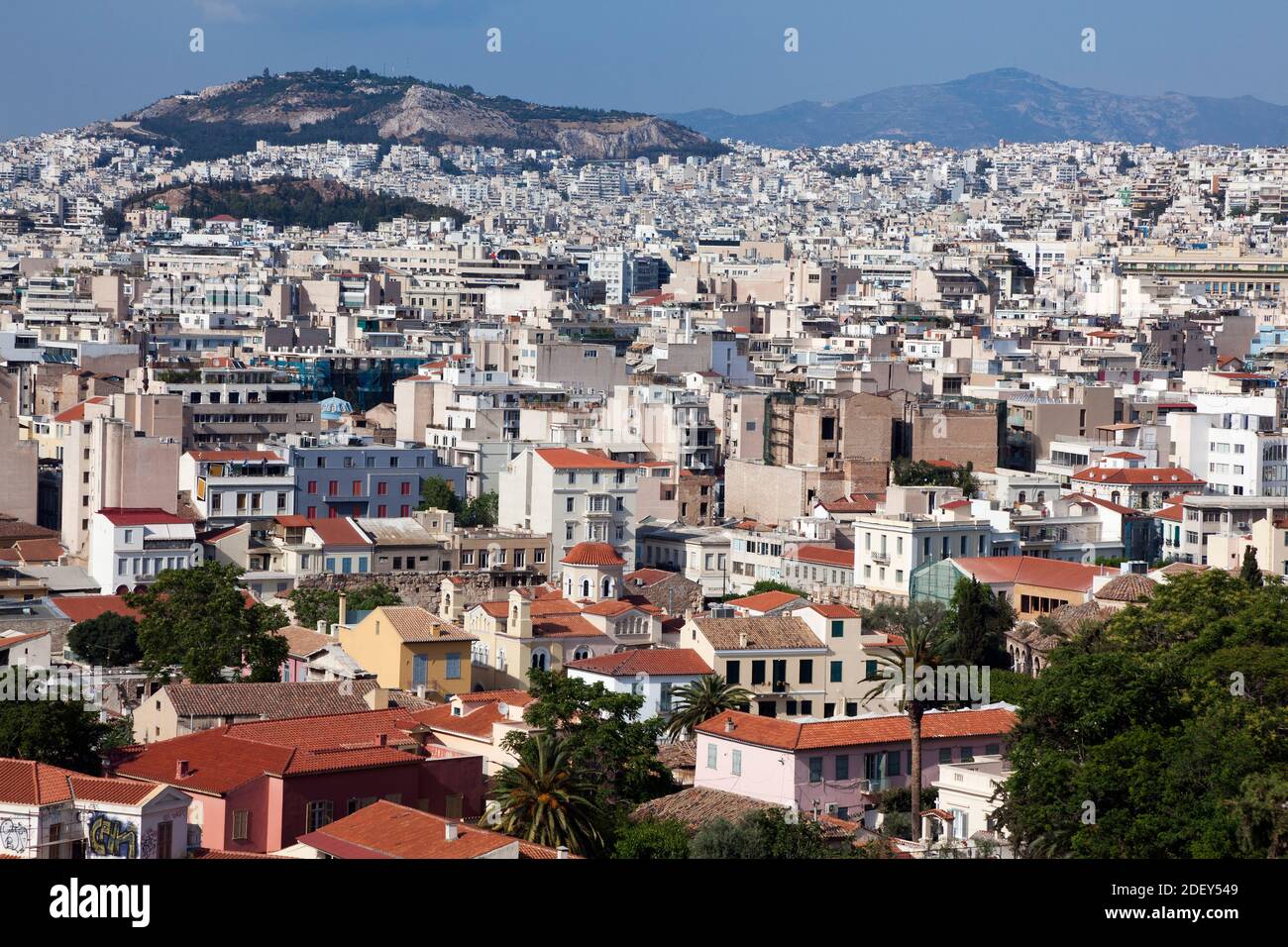 Blick von der Akropolis, Athen, Griechenland Stockfoto