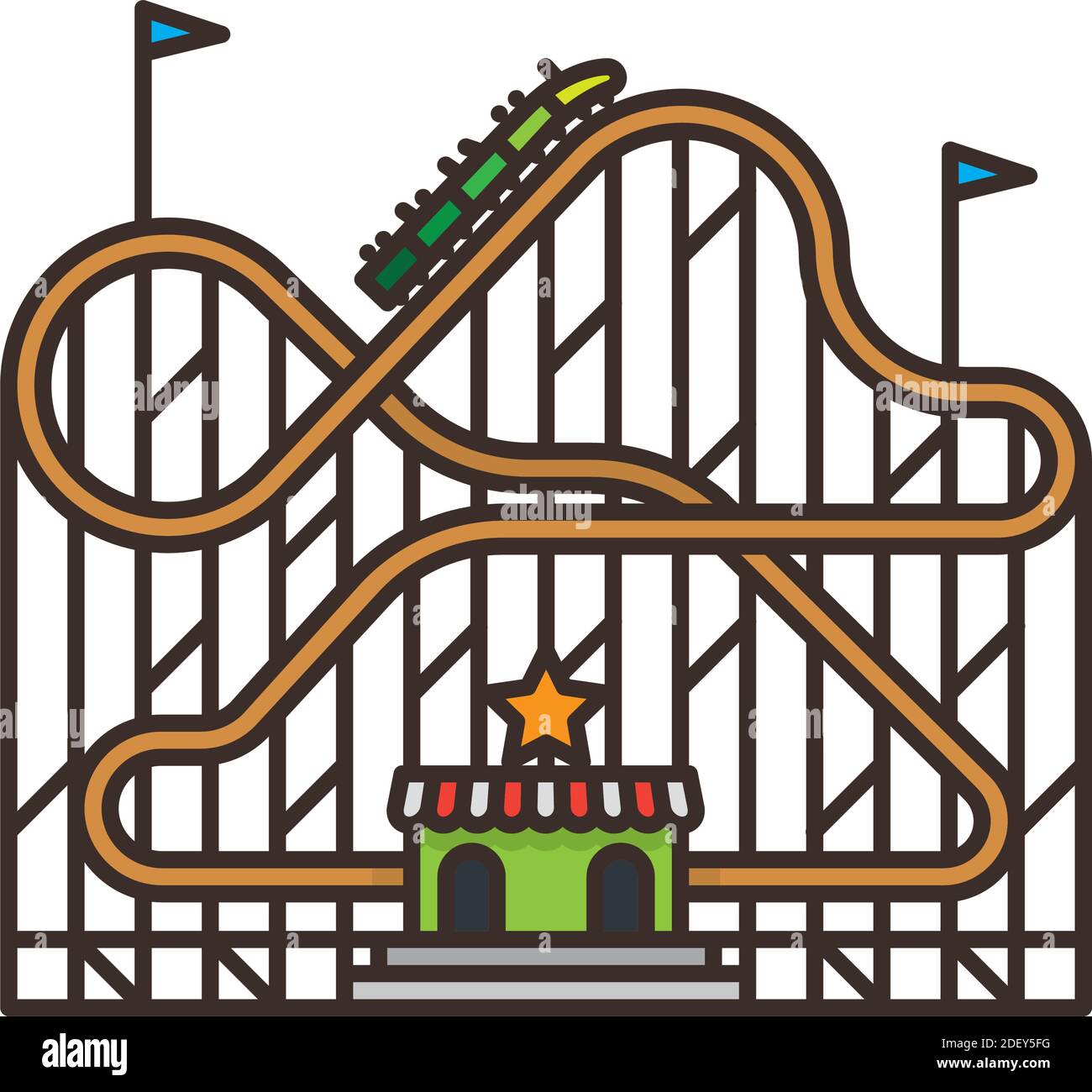 Achterbahn isolierte Vektor-Illustration, Spaß Messe Veranstaltungsort Symbol für Roller Coaster Day am 16. August. Stock Vektor