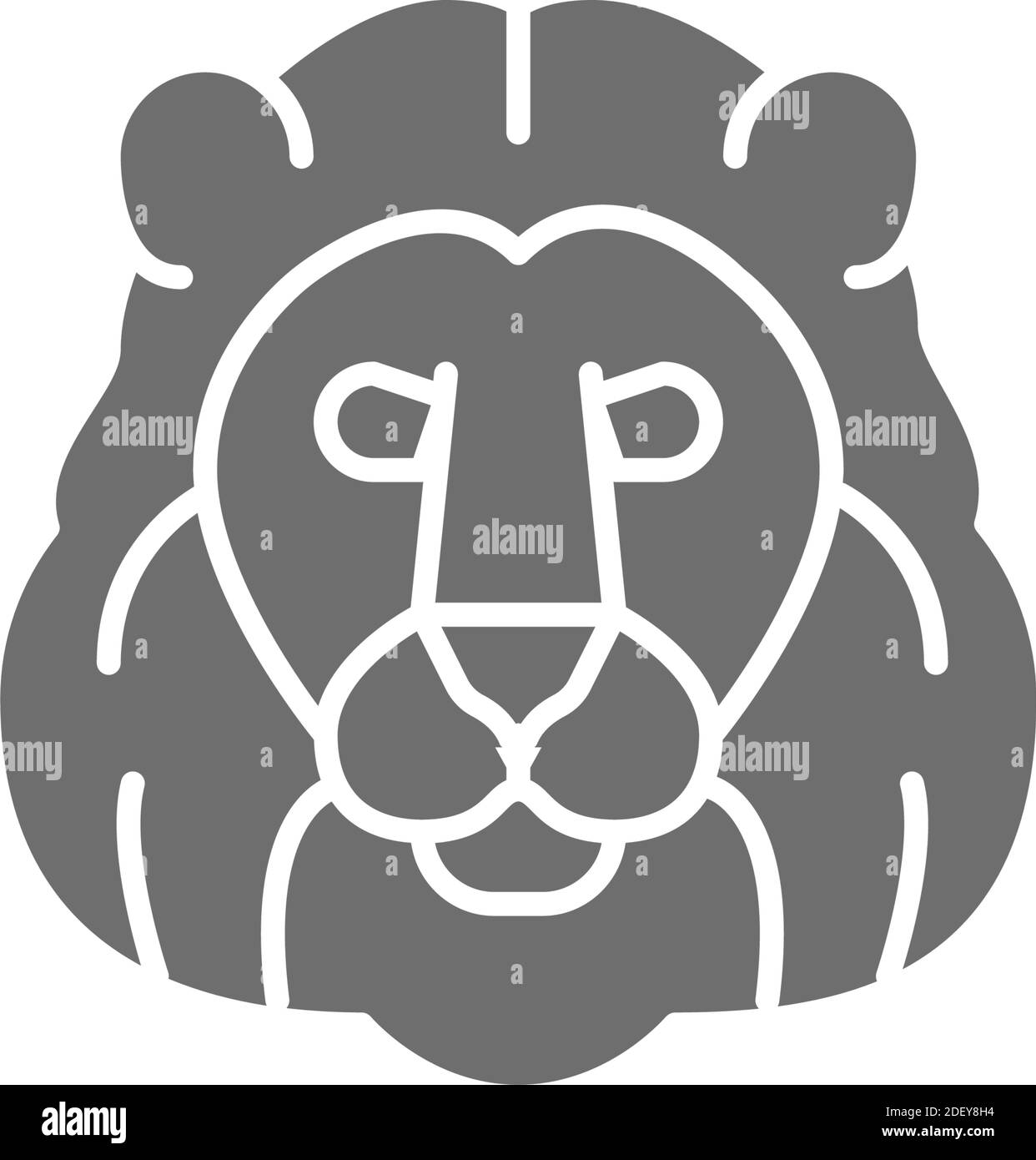 Vektor Löwe, wild Katze Kopf grau Symbol. Stock Vektor