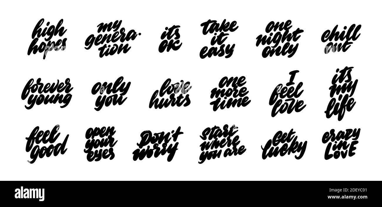 Ein Satz Aufkleber für soziale Netzwerke. Beliebte umgangssprachliche Sätze auf Englisch. Vektorgrafik Stock Vektor