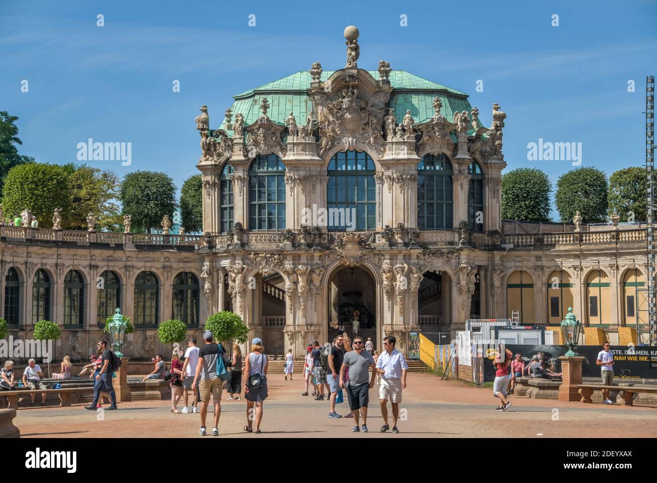 Zwingerhof mit Wallpavillon, Zwinger, Dresden, Sachsen, Deutschland Stockfoto