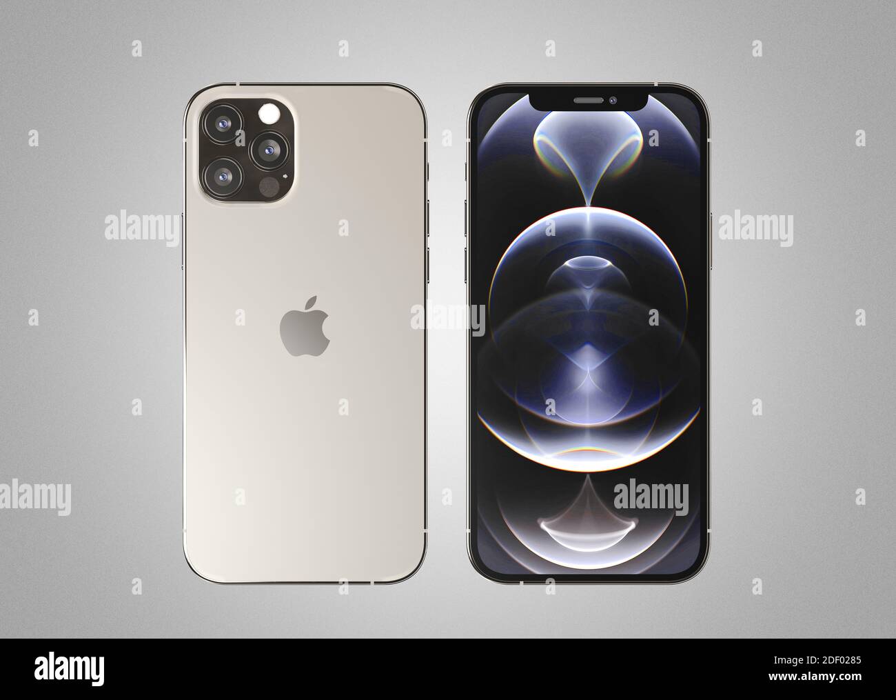 ITALIEN -01 NOVEMBER, 2020: IPhone 12 Pro Smartphones auf weißem Hintergrund. Neuestes Apple Mobile iphones-Modell. Illustratives Editorial. Stockfoto