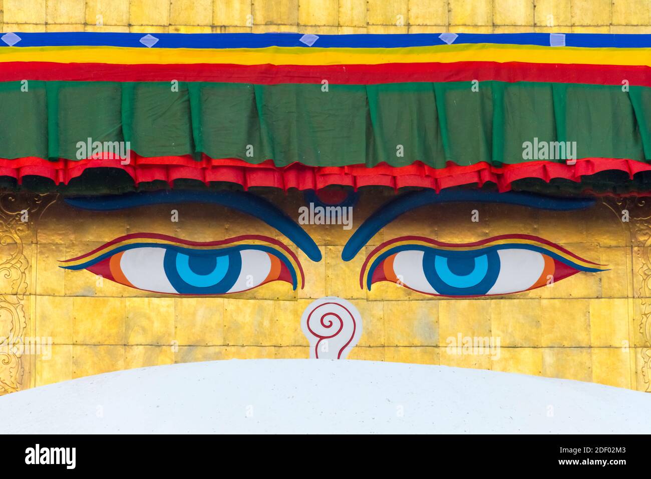 Die Augen von Boudhanath (Bouddha Stupa), UNESCO-Weltkulturerbe, Kathmandu, Nepal Stockfoto
