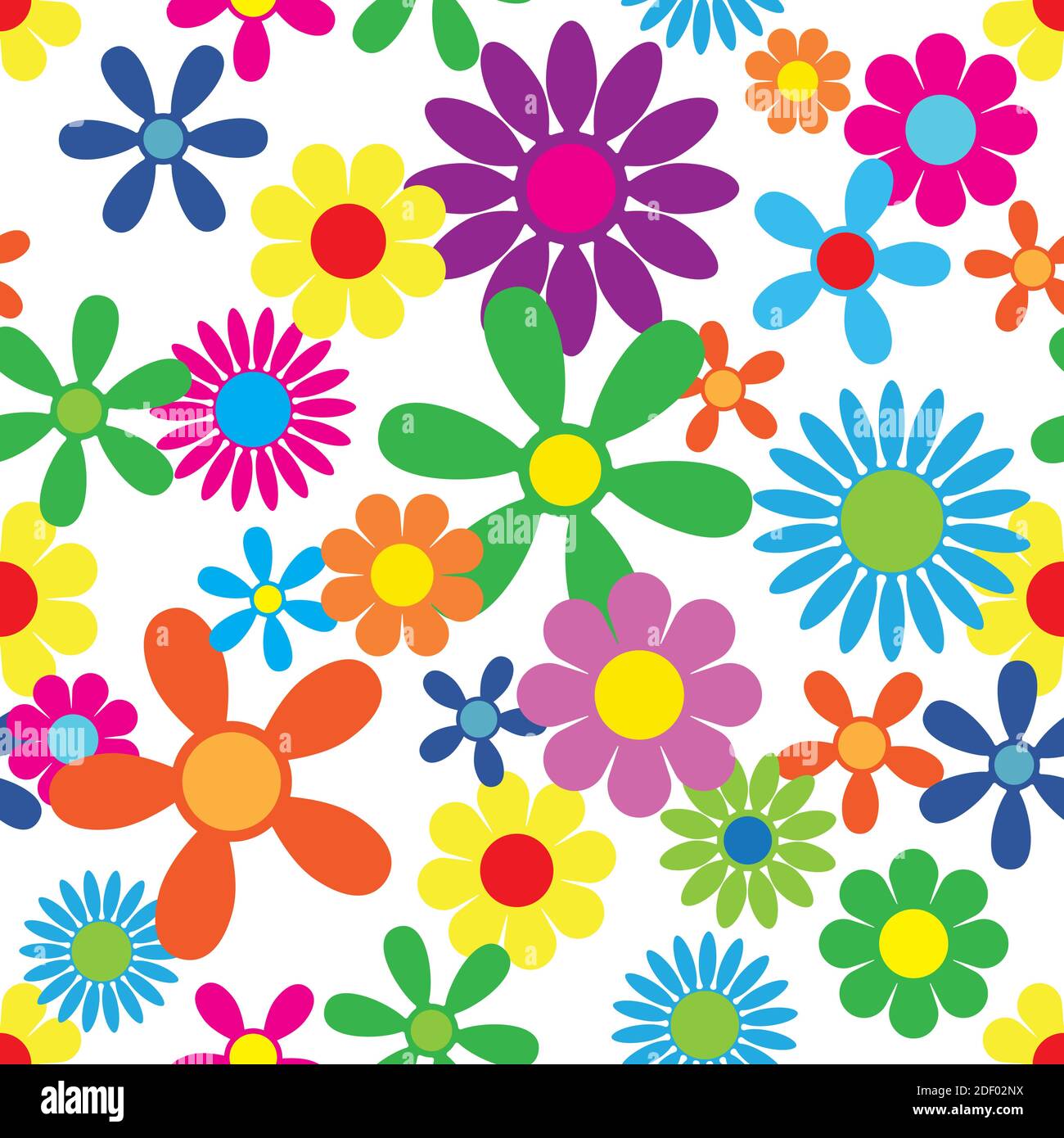 Hippie Blumen Nahtloses Wiederholendes Muster Vektor Illustration  Stock-Vektorgrafik - Alamy