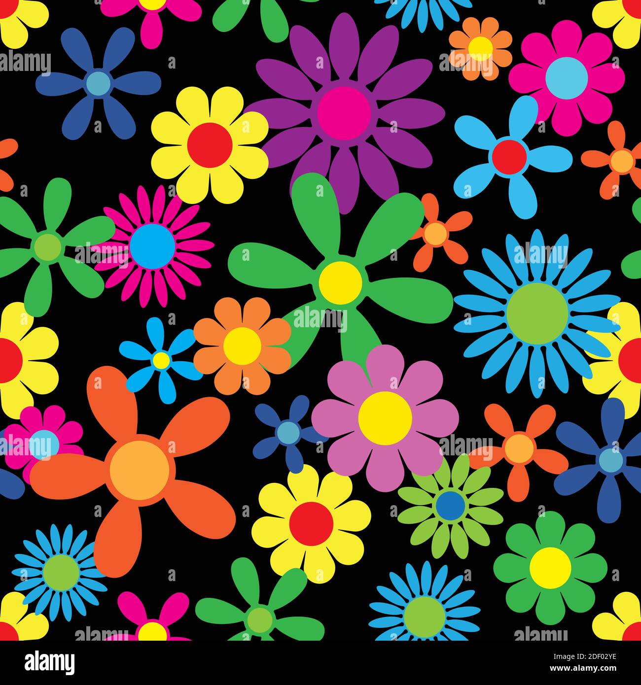 Hippie Blumen Nahtloses Wiederholendes Muster Vektor Illustration Stock Vektor