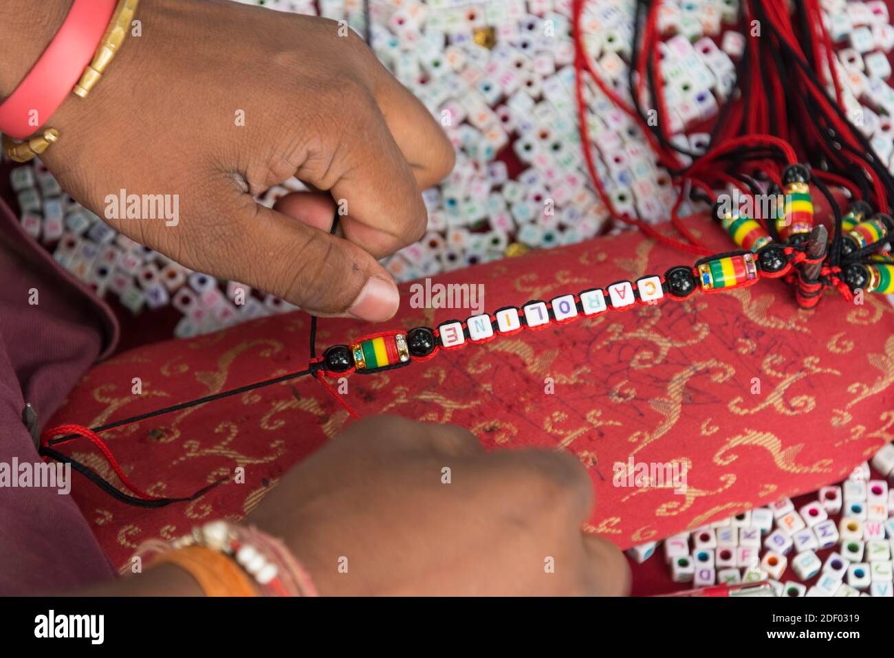 Namensgebung Armband, Kathmandu, Nepal Stockfoto