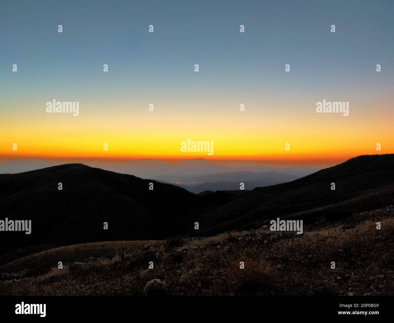 Sonnenuntergänge auf Mount Nemrut, Adiyaman, Türkei. Stockfoto