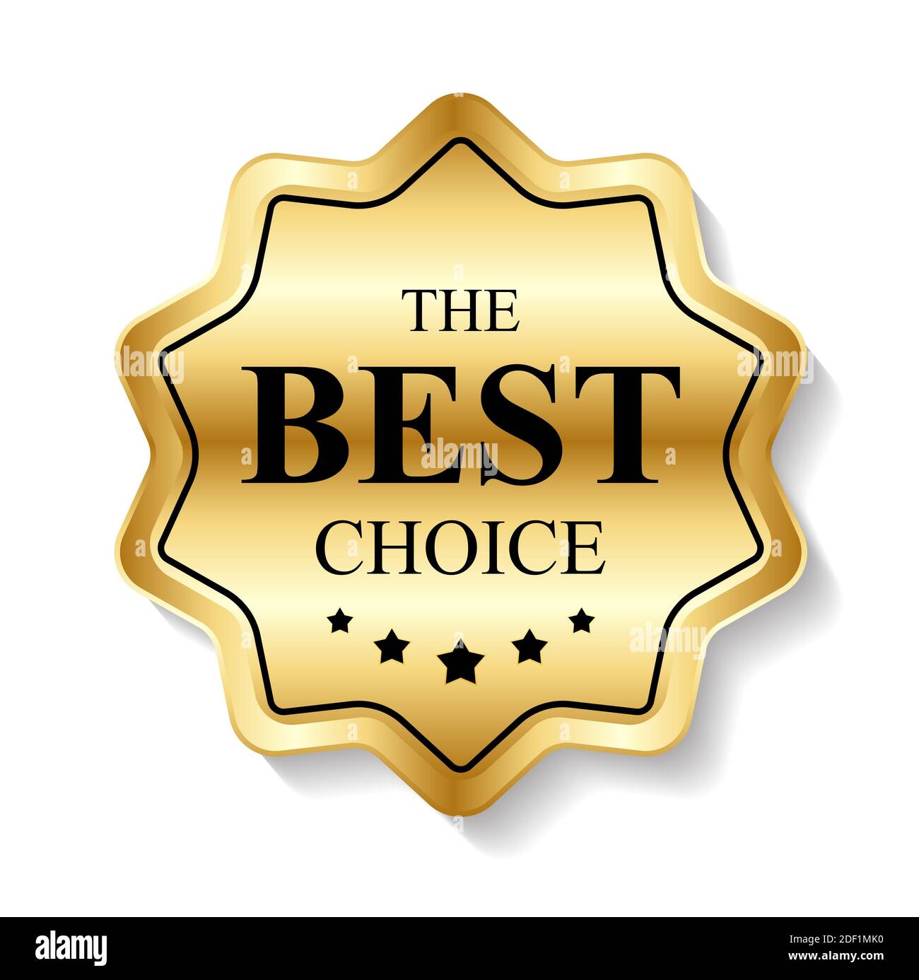 Gold Label die beste Wahl Vorlage auf weiß. Abbildung. Stockfoto