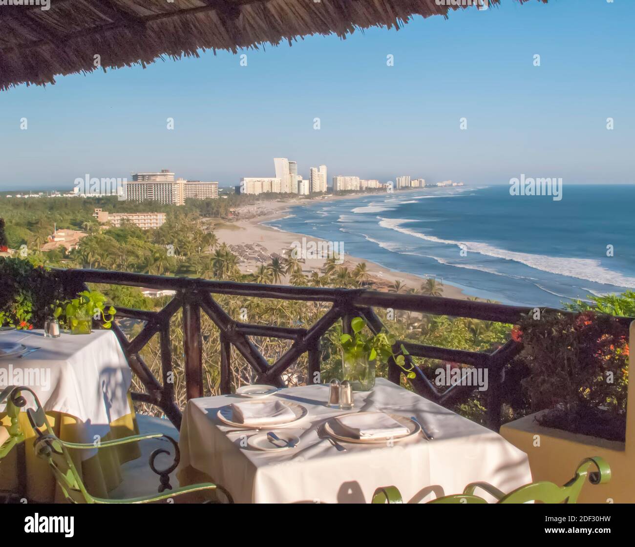 Diamante Strand und Hotelbereich vom Camino Real Hotel, Punta Diamante, Acapulco, Guerrero, Mexiko Stockfoto
