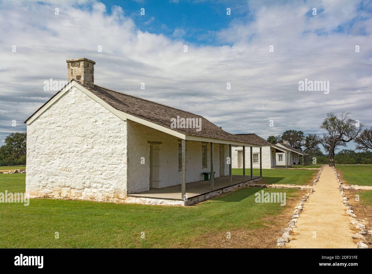 Texas Forts Trail, Fort McKavett State Historic Site, Lieutenants Row erbaut 1850er Jahre Stockfoto