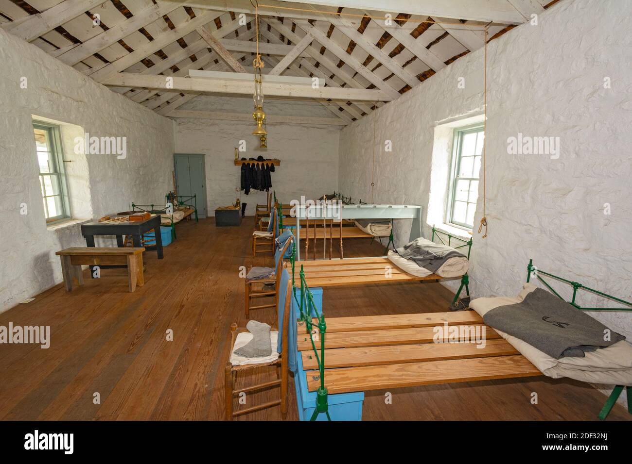 Texas Forts Trail, Fort McKavett State Historic Site, Barracks No. 4, innen Stockfoto