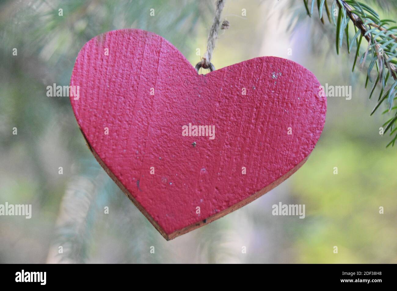 Handgemachte Herz Dekoration hängen in der Natur. Stockfoto