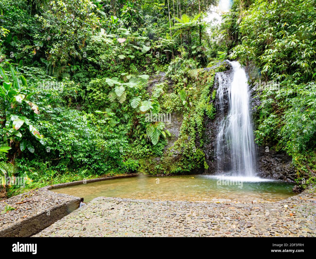 Wasserfall Saut du Gendarme bei Saint-Denis Fund in Martinique Stockfoto