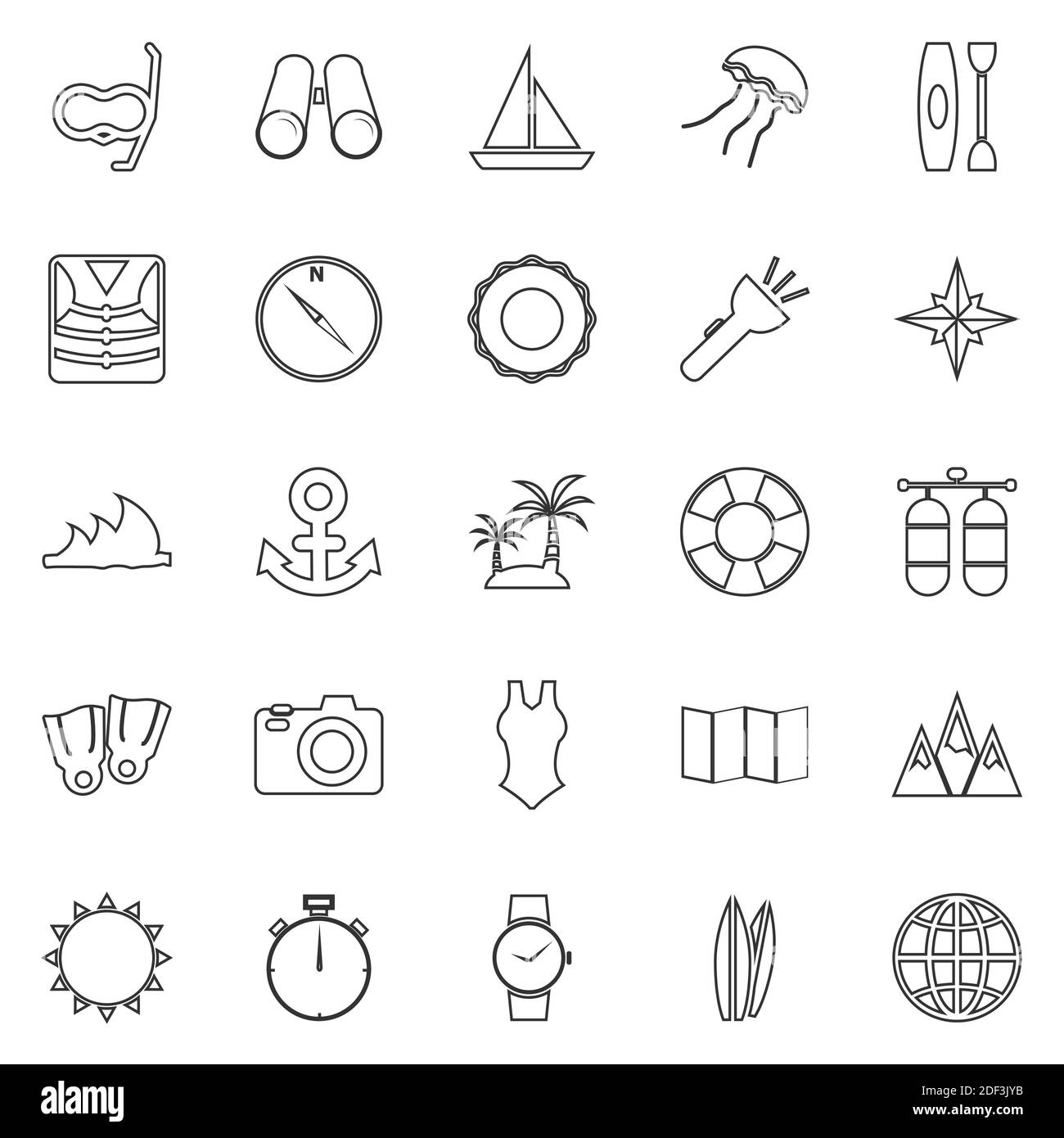 Tauchlinie Symbole auf weißem Hintergrund, Stock Vektor Stock Vektor