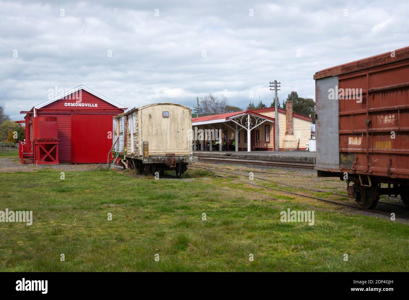 Historischer Bahnhof, Ormondville, Central Hawkes Bay, North Island, Neuseeland Stockfoto