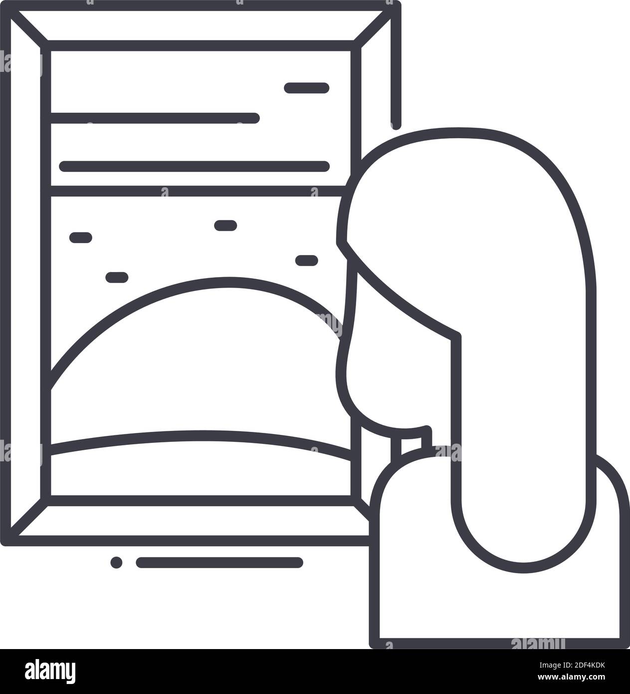 Museum beobachten Symbol, lineare isolierte Illustration, dünne Linie Vektor, Web-Design-Zeichen, Kontur Konzept Symbol mit editierbaren Strich auf weißem Hintergrund Stock Vektor