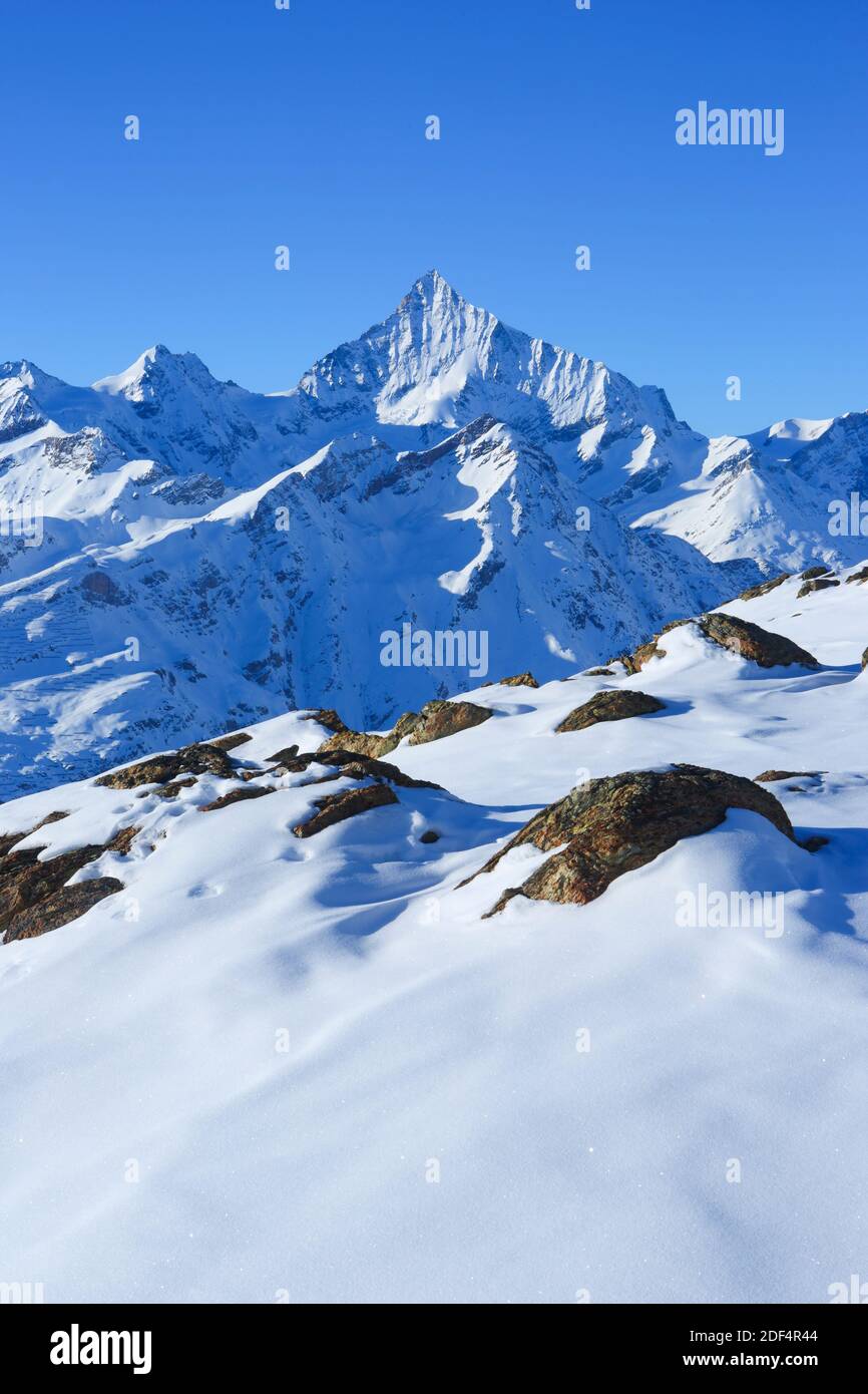 Geographie / Reisen, Schweiz, Weisshorn, 4505m, Zermatt, Wallis, Additional-Rights-Clearance-Info-Not-Available Stockfoto