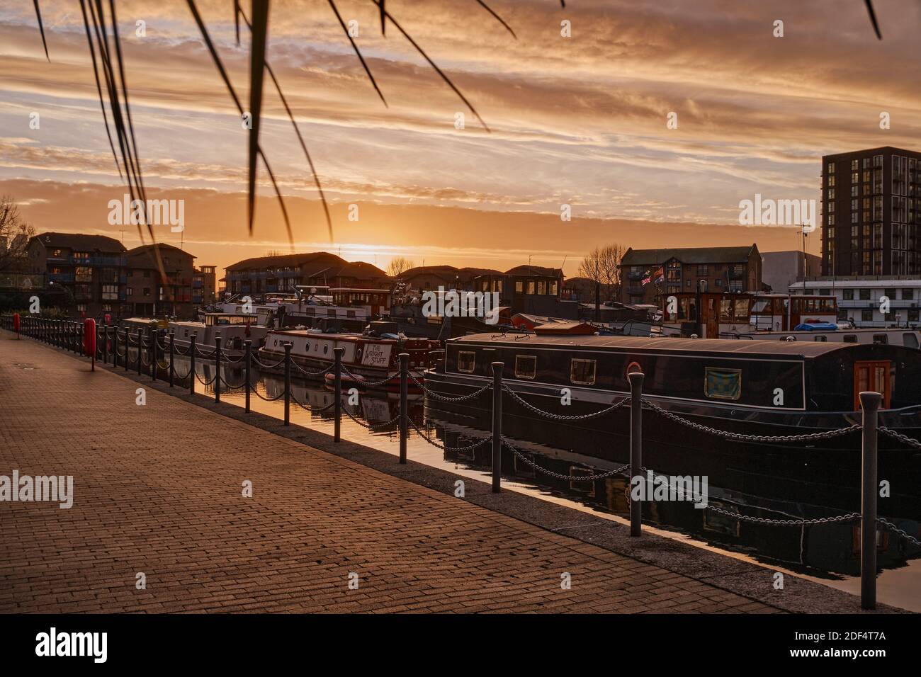 Sonnenaufgang, Blackwall Basin, East London Stockfoto