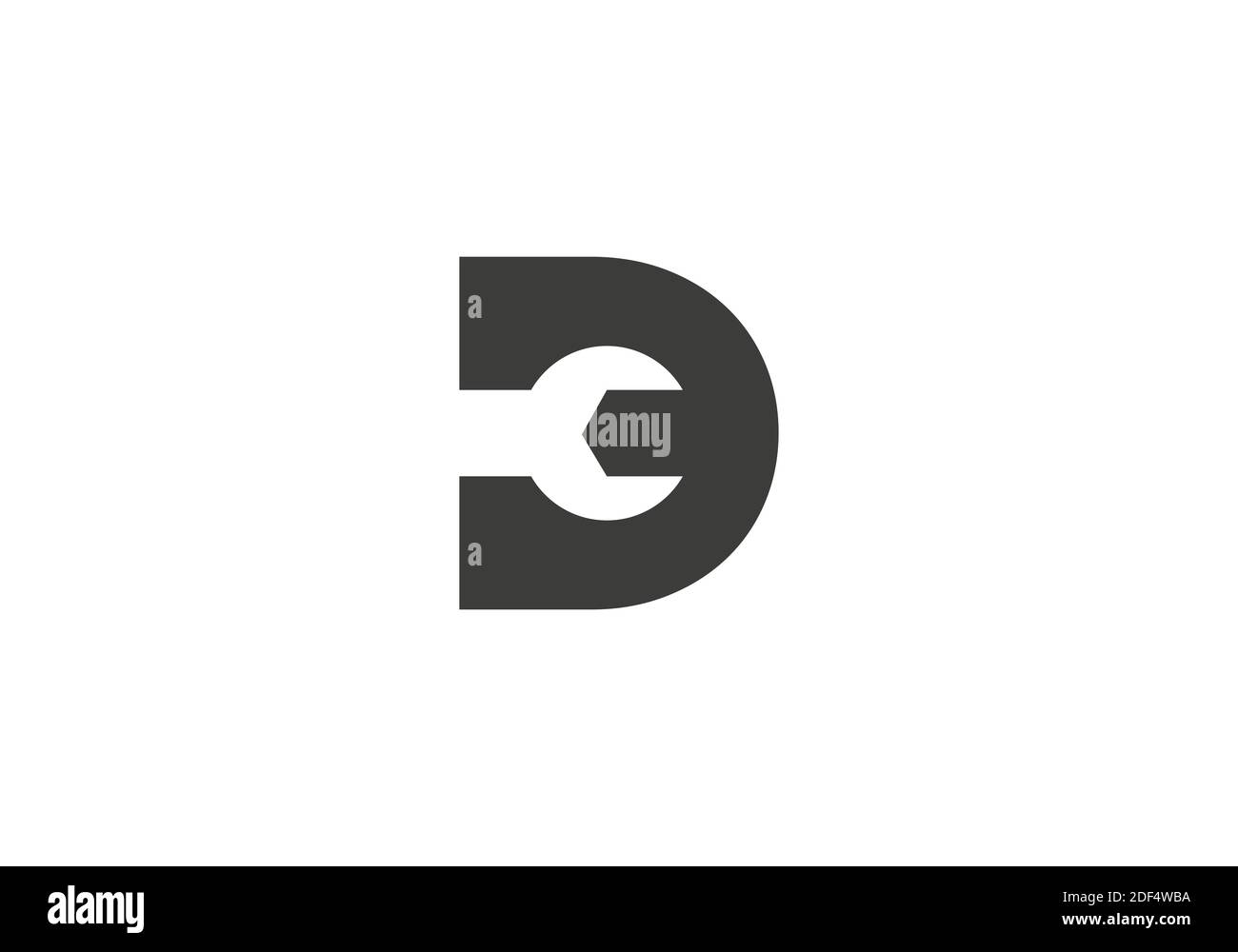 Design-Vorlage für das ursprüngliche D-Schraubenschlüssel-Logo. D-Schraubenschlüsselingenieur-Logo Stock Vektor