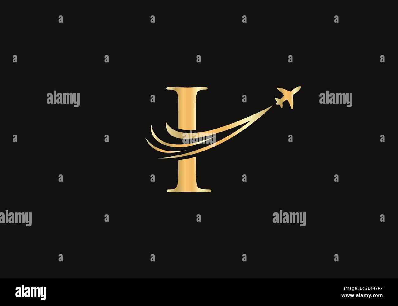 Logo-Design für Flugreisen mit I-Brief. I Buchstabe Konzept Flugzeug und Reise-Logo. Stock Vektor