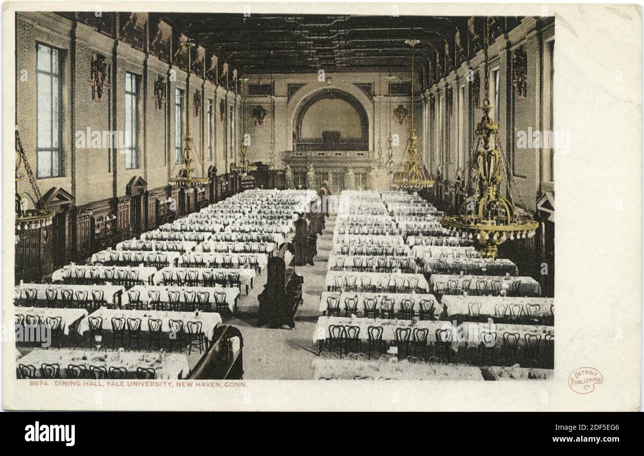 Yale University Dining Hall, New Haven, Conn., Standbild, Postkarten, 1898 - 1931 Stockfoto