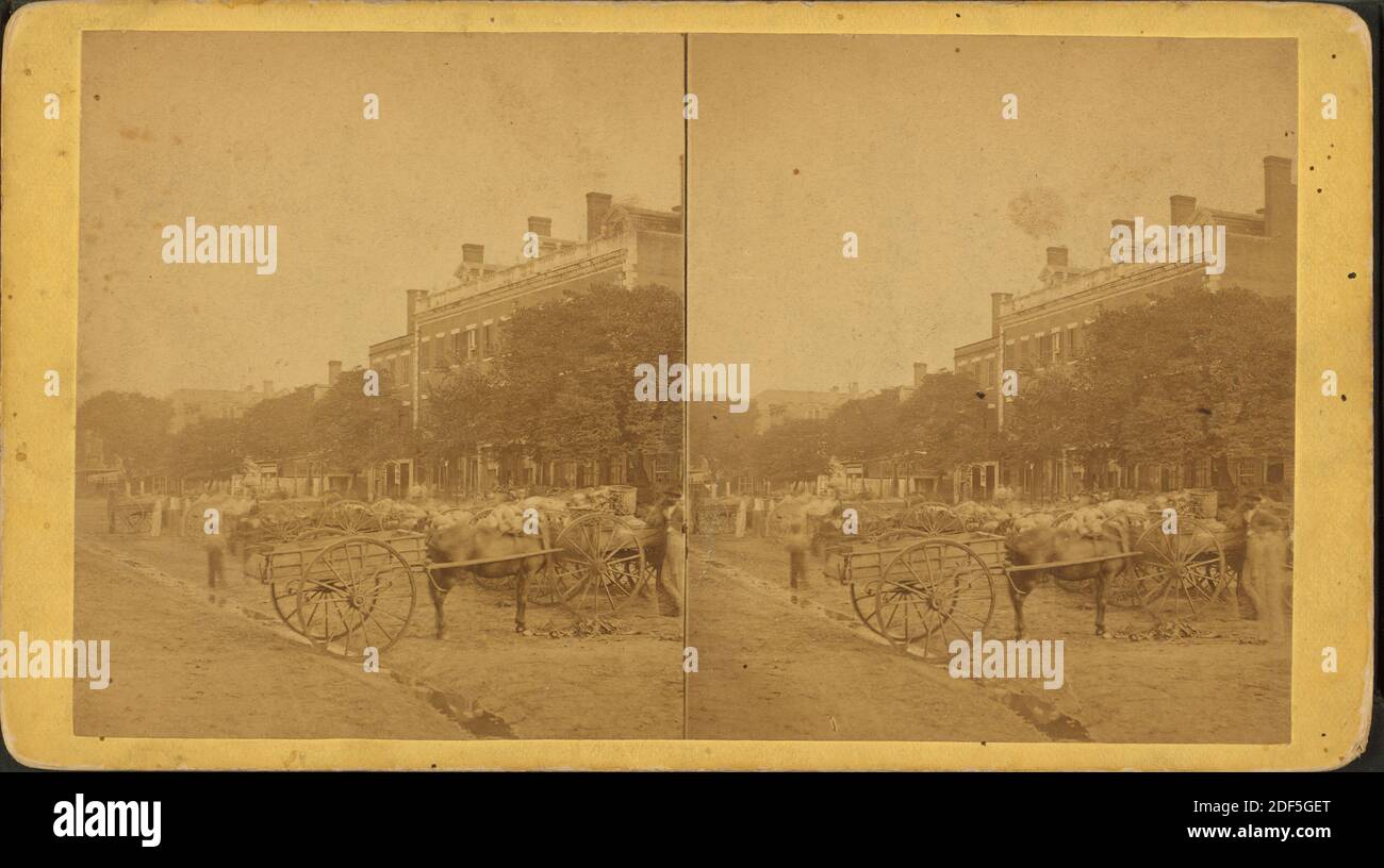 Straßenszene: Wassermelonenwagen., Standbild, Stereographen, 1880, Usher, John, Jr Stockfoto