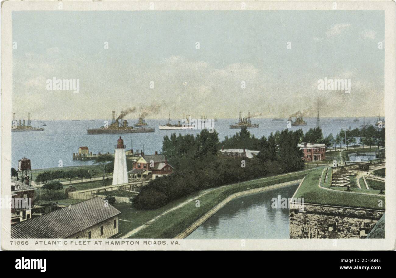 Atlantic Fleet at Hampton Roads, Virginia, Standbild, Postkarten, 1898 - 1931 Stockfoto