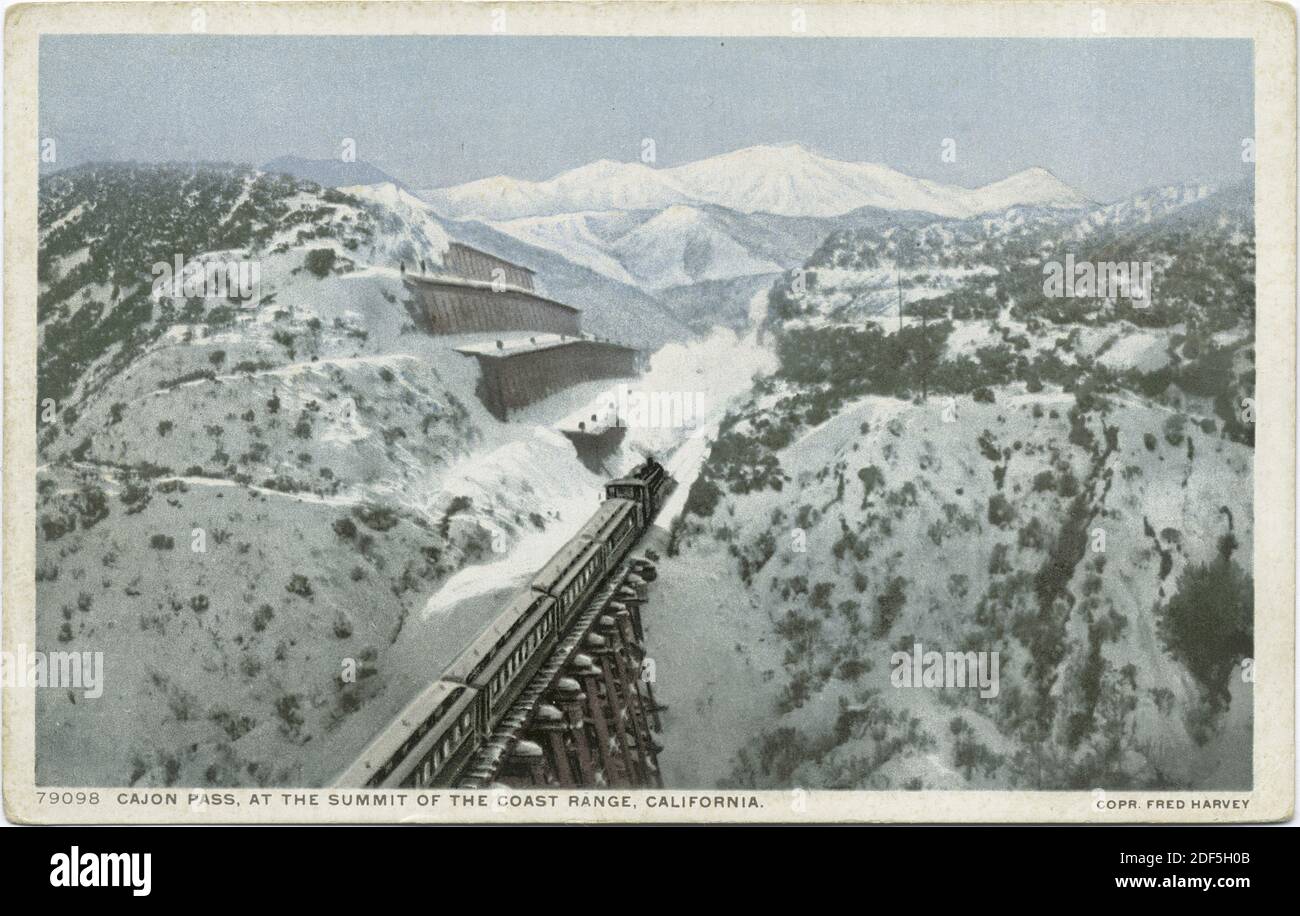 Cajon Pass, am Gipfel der Küste, Kalifornien, Standbild, Postkarten, 1898 - 1931 Stockfoto