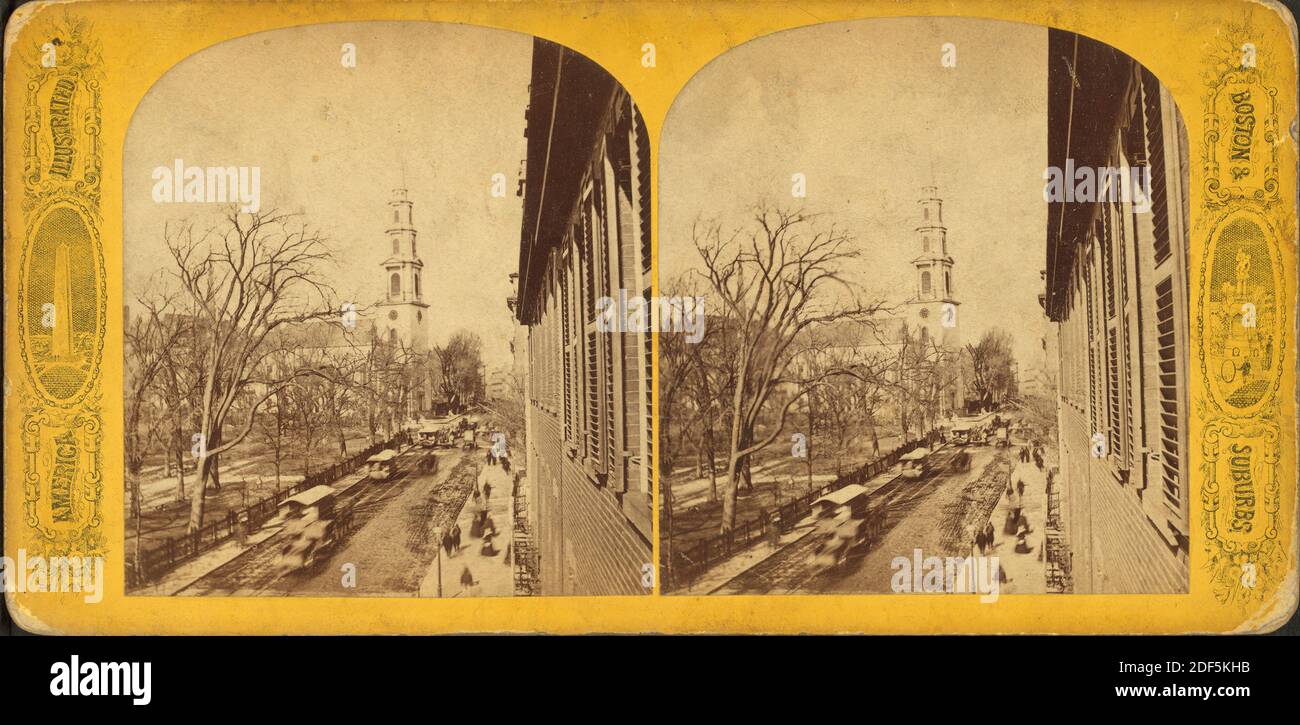 Park Street Tagungshaus in Boston., Standbild, Stereographen, 1850 - 1930 Stockfoto