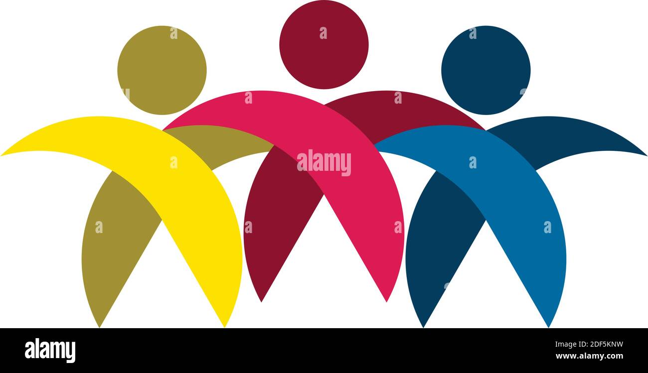 Personen Freunde Teamgruppe Teamarbeit Logo Stock Vektor