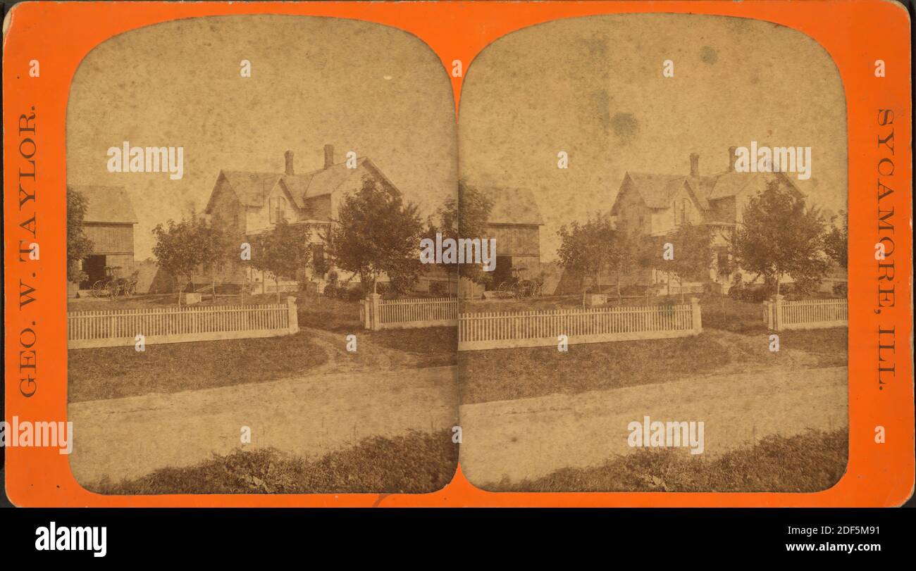 Ansicht einer Residenz in De Kalb County, Ill., Standbild, Stereographen, 1870, Taylor, George W. Stockfoto