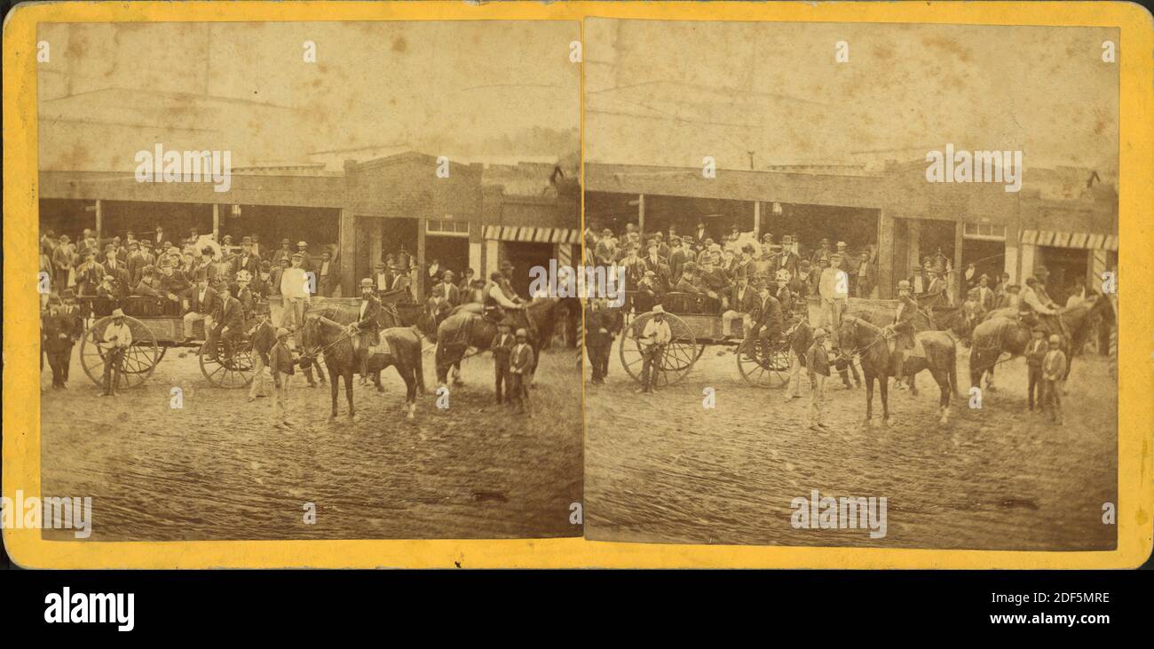 Ansicht von Touristen in einem Maultierwagen., Standbild, Stereografien, 1850 - 1930, Kitchell, George W Stockfoto