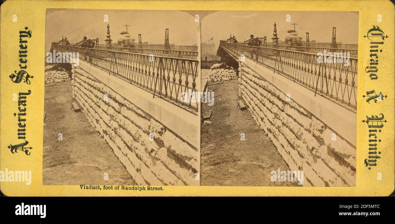 Viadukt, Fuß von Randolph Stret., Standbild, Stereografien, 1850 - 1930 Stockfoto