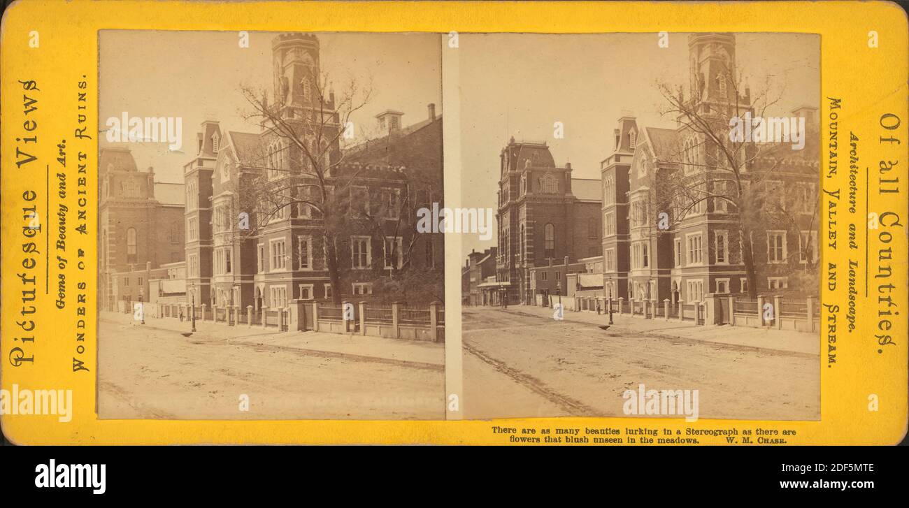 Stadtkolleg rechts, Musikakademie links, Standbild, Stereographen, 1850 - 1930, Chase, W. M. (William M.) (Ca. 1818-1901 Stockfoto