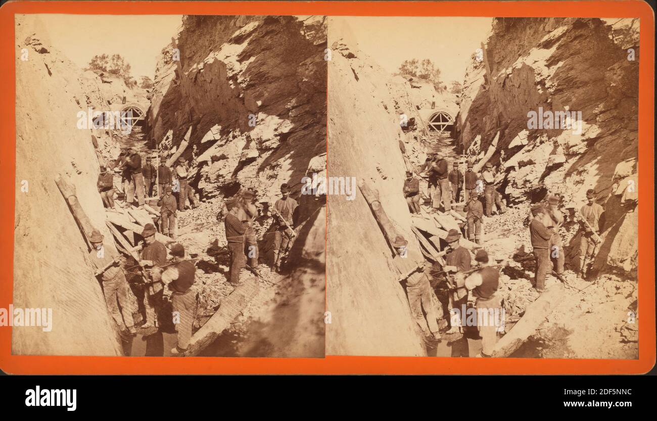 Sudbury River Conduit, B.W.W., div. 4 Sek. 16, 18. Oktober 1876. Blick aufgenommen am westlichen Ende des schmalen Felsschnitts nach Osten., Standbild, Stereographen, 1876 Stockfoto