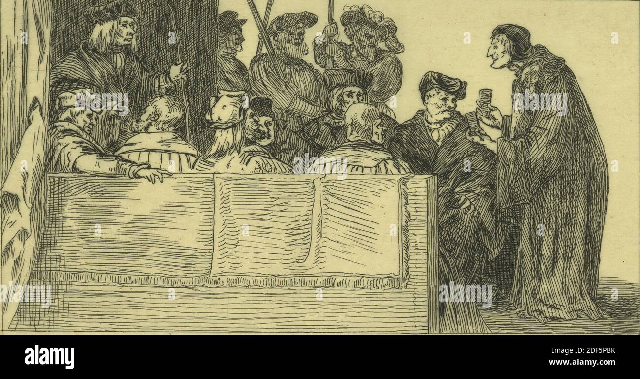 Kommentar Bridoye Expose les causes pourquoy il visitoit les procés qu'il decidoit par le sort des dez, livre III, ch. XL., still image, Prints, 1872, Rabelais, François (ca. 1490-1553 Stockfoto