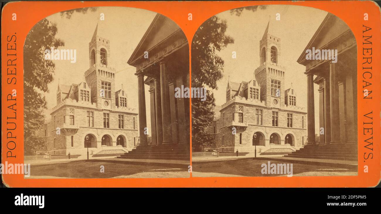 Hampden County Court House - erste Kirche auf der rechten Seite., Standbild, Stereographen, 1850 - 1930 Stockfoto