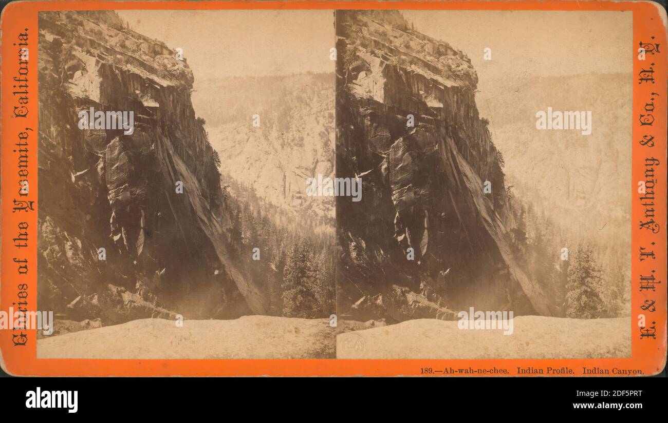 Ah-wah-ne-chee. Indian Profile, Indian Canyon., Standbild, Stereographen, 1850 - 1930 Stockfoto